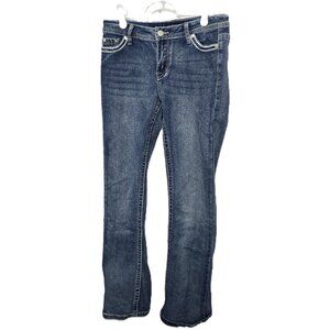 Harper & Ivy Jeans with Rhinestones Flare Distressed Cross Juniors Size 3